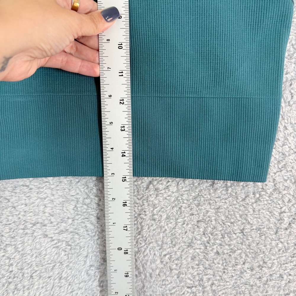 Athleta Aurora High Rise Tank Crop Top Teal Green Ribbed Athletic Womens Size XS - Picture 3 of 7